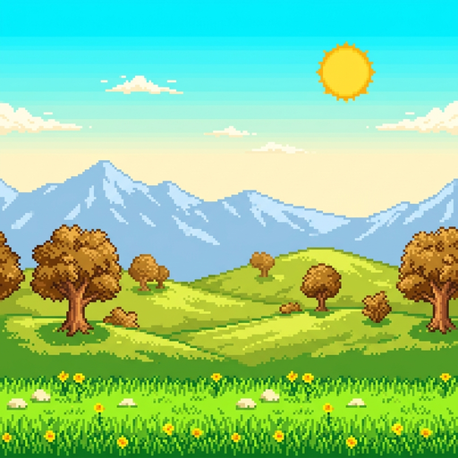 Parallax background scene with mountains and twin moons