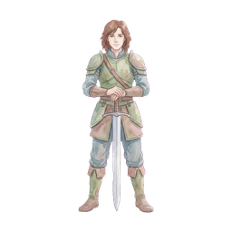 A watercolor-style generated game character — one of ten built-in art-style presets